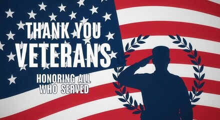 Patriotic tribute honoring veterans with American flag and silhouette salute, a powerful symbol of gratitude and remembrance for national holidays