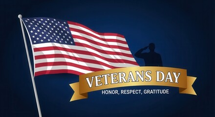 Honor our veterans with this patriotic tribute featuring the American flag and a soldier's salute for Veterans Day celebrations and remembrance events