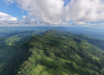 Bandarban from Above - Lush Green Hills, Winding Tracks, and Clouds Floating Over the Valley