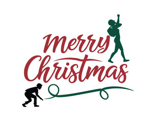 Merry Christmas celebration with silhouette vector art featuring hikers and festive holiday greetings for cards and designs