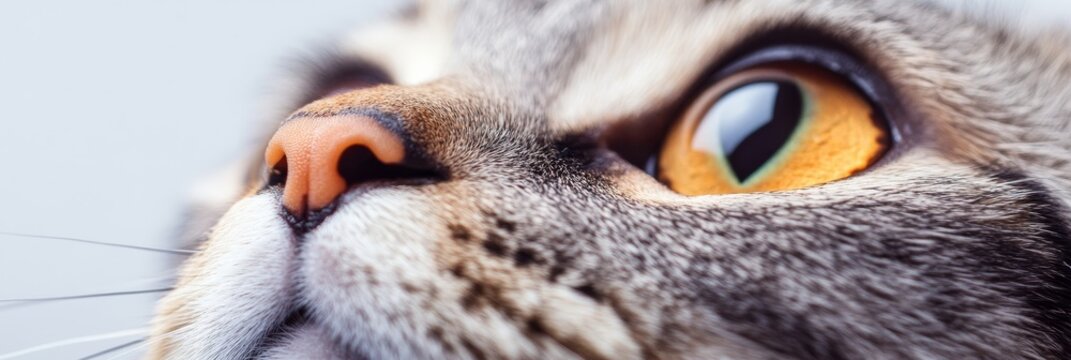 Close-Up of a Cute Tabby Cat with Striking Green Eyes and Prominent Whiskers in Natural Light.