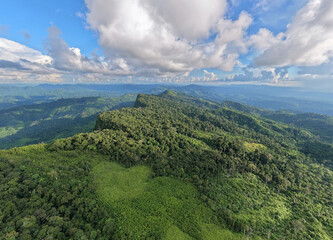 Soaring Over Bandarban - Aerial Views of Hill Tracks and Lush Green Valleys Beneath Cloud-Kissed Skies