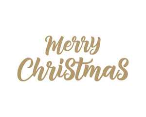 Elegant Merry Christmas Calligraphy in Gold Festive Greeting on White Background Perfect for Holiday Designs and Cards