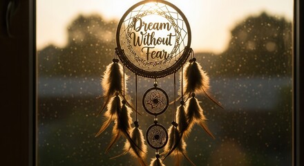 Dream without fear inspiration shining through window light, a tranquil reminder to follow your dreams and embrace a peaceful mindset, inspiring art