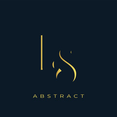 LS Abstract Golden Logo Design. Abstract Golden Symbol Composition on a Dark Navy Blue Background