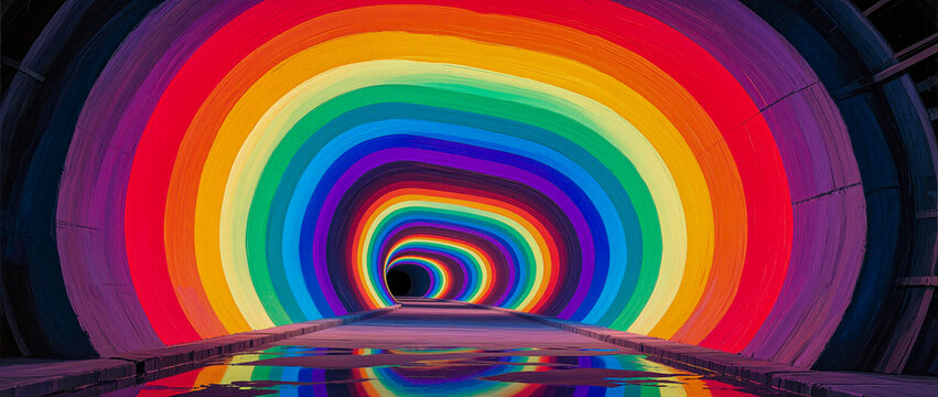 abstract tunnel of rainbow - Powered by Adobe