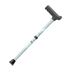 Adjustable medical walking cane illustration featuring ergonomic handle and supportive rubber tip designed for mobility assistance and stability