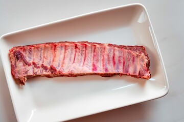Raw, cleaned pork ribs, nutritious and healthy.