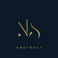 NS Abstract Golden Logo Design. Abstract Golden Symbol Composition on a Dark Navy Blue Background
