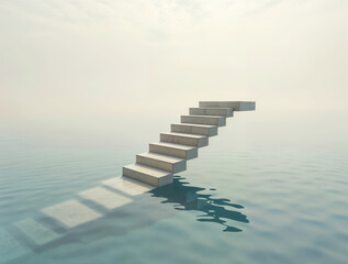  Stairs Leading to Nowhere Over Water