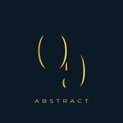 OD Abstract Golden Logo Design. Abstract Golden Symbol Composition on a Dark Navy Blue Background