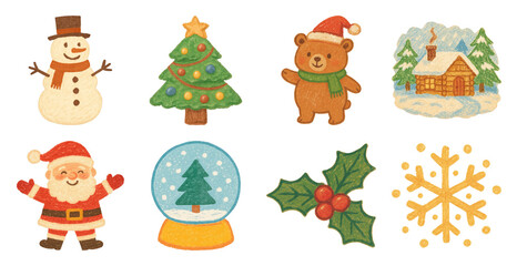 Fototapeta premium PNG Charming festive holiday illustrations, element set on transparent background