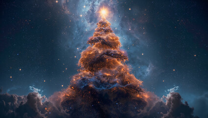  AI-generated image of a celestial Christmas tree 
