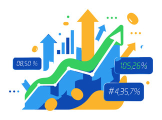 Obraz premium Vibrant Gradient Vector Illustration of Modern Stock Market Trading