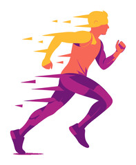 Fototapeta premium Vibrant Gradient Jogging Vector Illustration - Modern Fitness Activity Icon