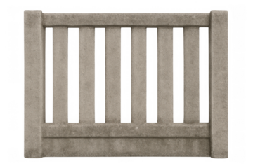 Concrete fence section creating a protective barrier, modular architecture element with transparent background