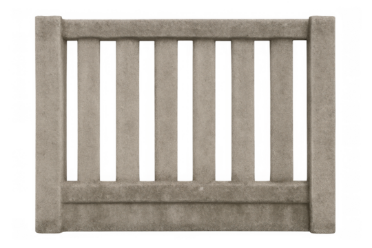 Concrete fence section creating a protective barrier, modular architecture element with transparent background
