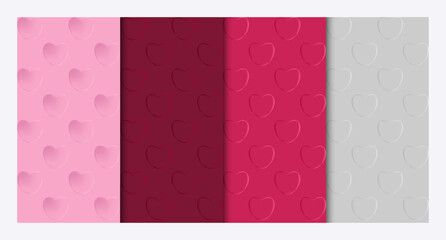A beautiful set of 4 Valentine's Day patterns with 3D hearts