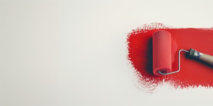 Roller for painting a white wall with yellow paint