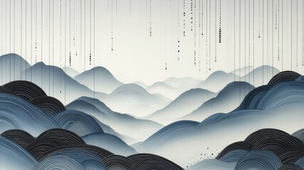 abstract Chinese traditional painting of a beautiful mountain landscape	