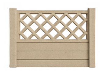 Concrete fence panel with trellis pattern, precast garden barrier providing privacy and outdoor boundary