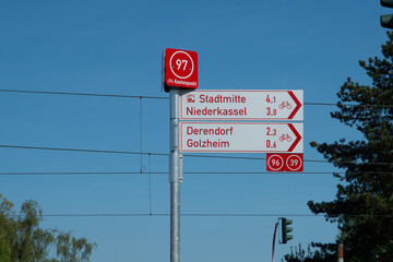 Fahrradwegweiser,Knotenpunkt 97, auf Kaiserwerther Str., in Landeshauptstadt Düsseldorf
