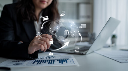 Worldwide digital payment network showing secure financial transactions. Digital payment supports transfer, digital payment ensures security, boosts convenience, drives global finance. Latch