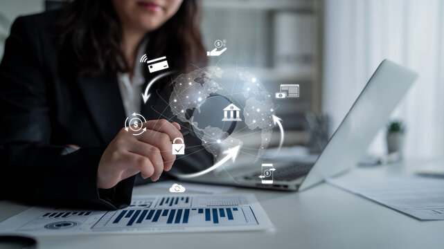 Worldwide digital payment network showing secure financial transactions. Digital payment supports transfer, digital payment ensures security, boosts convenience, drives global finance. Latch