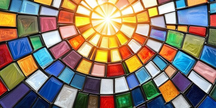 Vibrant Stained Glass Window in a Historic Church, Colorful Design Illuminated by Sunlight