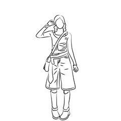 Stylish Explorer, Woman with Baggy Shorts and Boots
 
