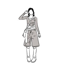 Urban Chic, Woman with Braids, Bag, and Boots
​
