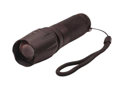 Tactical Led Flashlight Isolated on Transparent