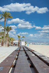 View of San Juan Beach from the seafront promenade of Avenida de Niza, Alicante, Spain