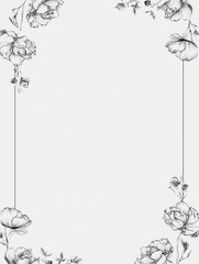 Obraz premium Elegant Floral Border Design Featuring Delicate Line Art Illustrations of Blossoming Flowers for Creative Projects