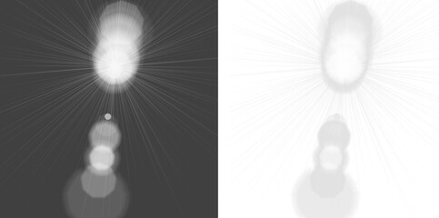 Dramatic light burst with lens flares creates a powerful ethereal glow, perfect for adding a celestial touch to your designs and projects.