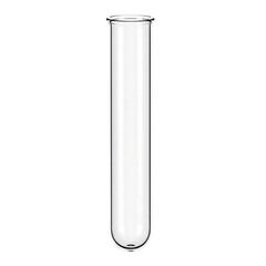 Clear Glass Test Tube with Rounded Bottom on White Background laboratory science