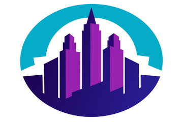 Fototapeta premium Business graph with arrow showing growth concept, with city skyline and building architecture in a vector illustration design icon