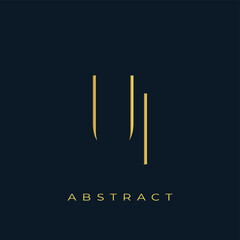 UI Abstract Golden Logo Design. Abstract Golden Symbol Composition on a Dark Navy Blue Background