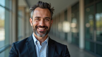 Fototapeta premium Success businessman smiling in office. Arabic style. Muslim businessman. 