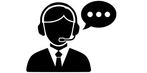 Headset Live Agent Communication Silhouette Vector Icon