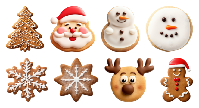 PNG Festive holiday cookies delight, element set on transparent background - Powered by Adobe