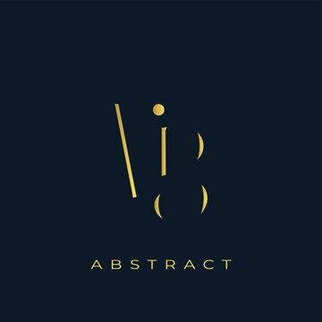 VB Abstract Golden Logo Design. Abstract Golden Symbol Composition on a Dark Navy Blue Background