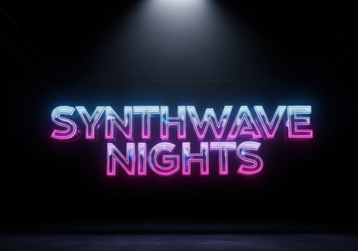 Synthwave nights neon text with retro glow - Powered by Adobe