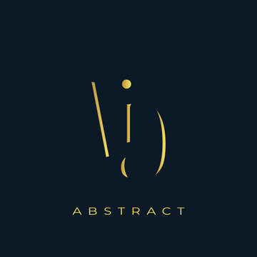 VD Abstract Golden Logo Design. Abstract Golden Symbol Composition on a Dark Navy Blue Background