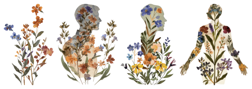 PNG Floral silhouettes creatively designed, element set on transparent background