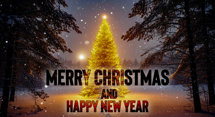 Magical Glowing Christmas Tree in Snowy Forest – Cinematic Winter Scene