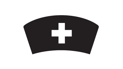 Obraz premium Nurse hat icon with cross simple flat vector symbol for medical and healthcare design isolated on white background