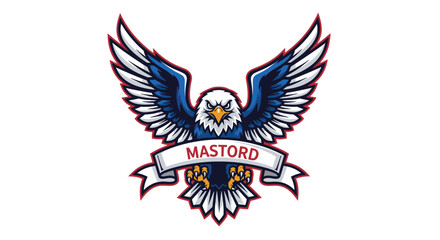 Obraz premium Eagle Mascot Logo with Banner Vector Illustration of a Majestic Bird of Prey, Ideal for Sports and Team Branding