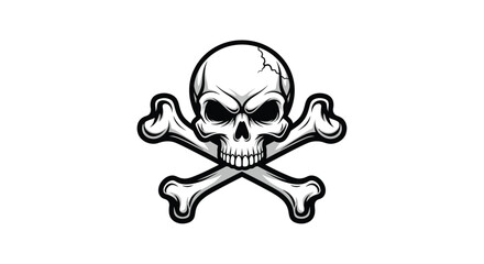 A classic skull and crossbones symbol indicating danger, death, or warning, often used as a pirate flag or hazard sign