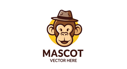 Monkey mascot wearing a hat vector graphic